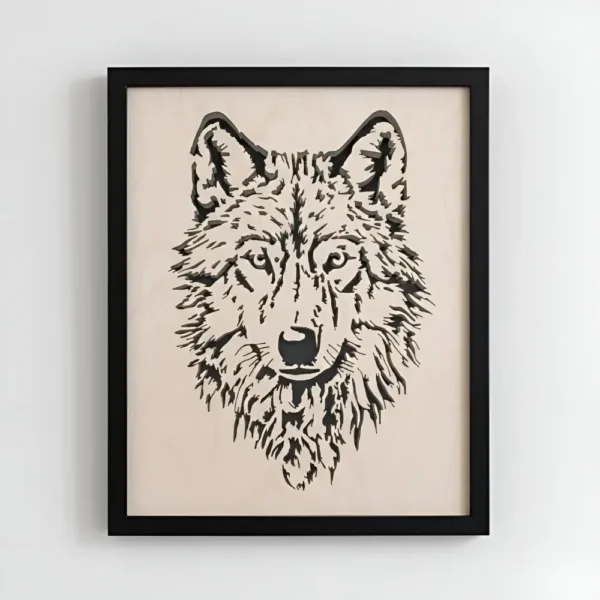 Decoration murale loup decoupe bois