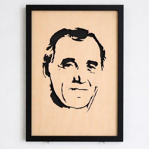 Portrait bois Charles Aznavour 1