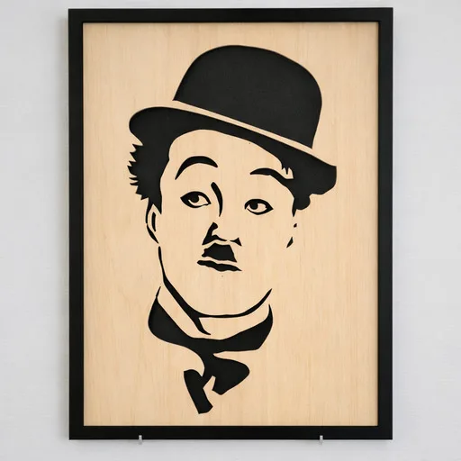 Portrait bois Charlie Chaplin Charlot