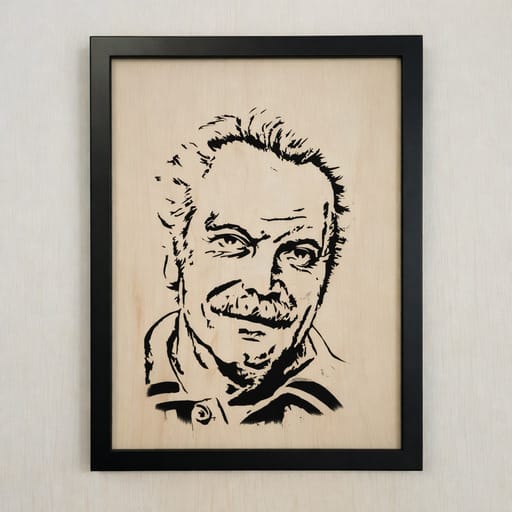Portrait bois Georges Brassens