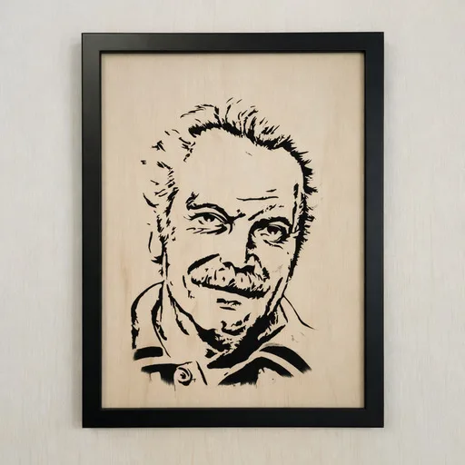 Portrait bois Georges Brassens