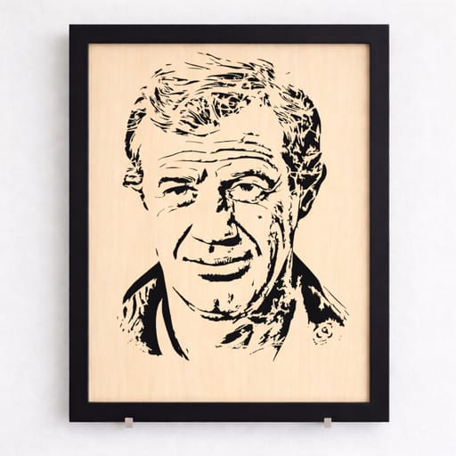 Portrait bois Jean Paul Belmondo
