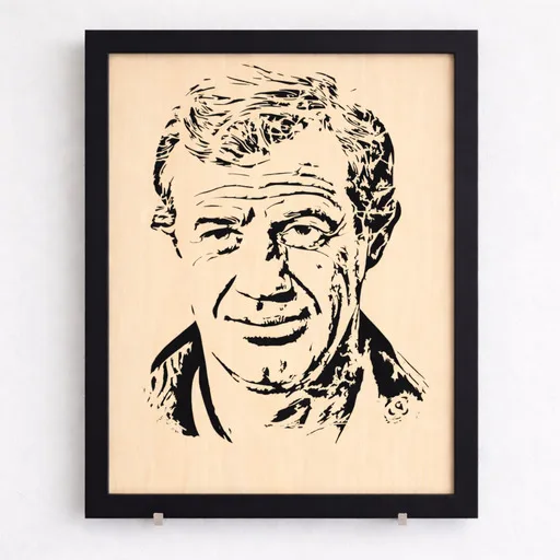 Portrait bois Jean Paul Belmondo