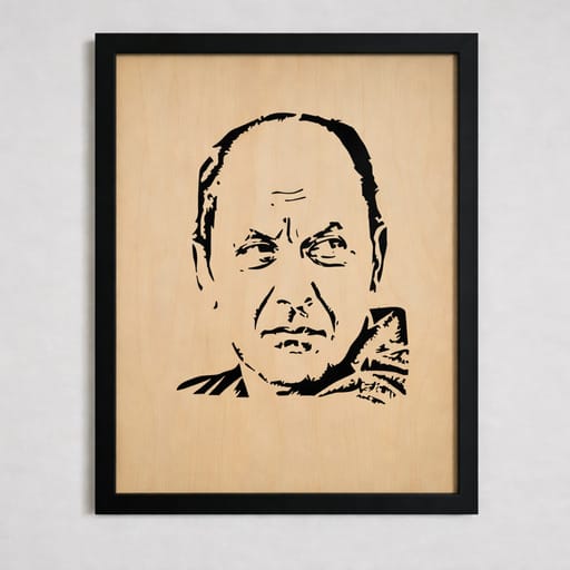 Portrait bois Jean Pierre Bacri