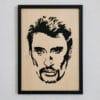 Portrait bois Johnny Hallyday