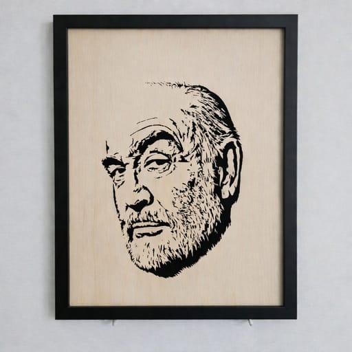Portrait bois Sean Connery