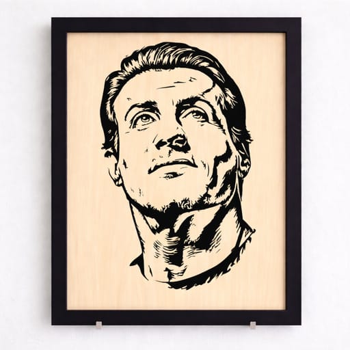 Portrait bois Sylvester Stallone 2